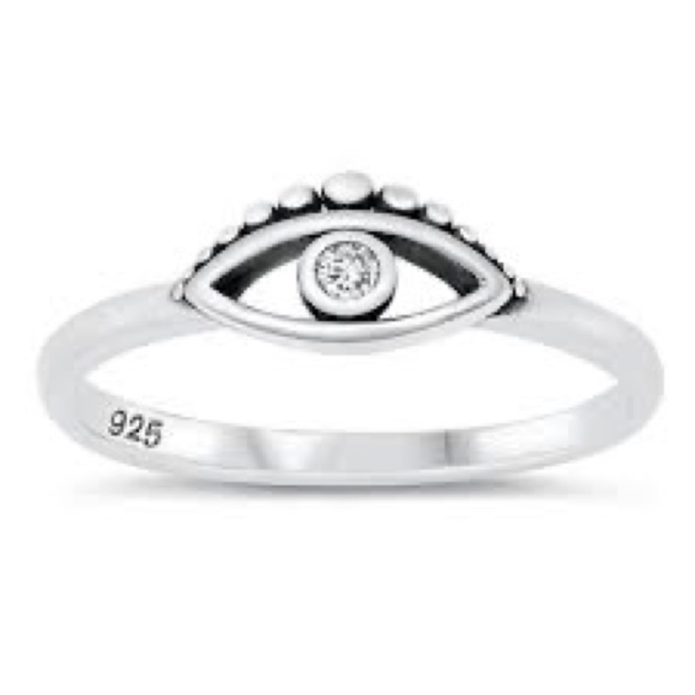 New Sterling Silver Handmade Bohemian Solid Eye Of God Sapphire Minimalist Ring
